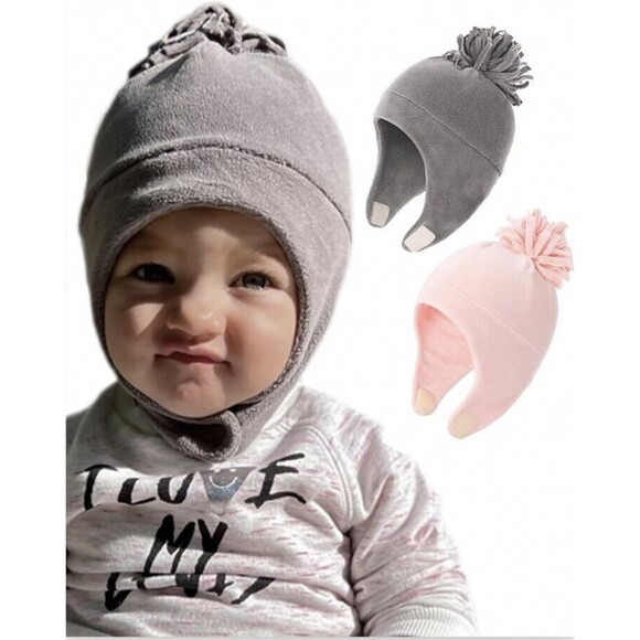 2 Baby Toddler Winter Hat Soft Fleece with Earflap Boys Girls Kids Baby Beanie - Picture 1 of 8